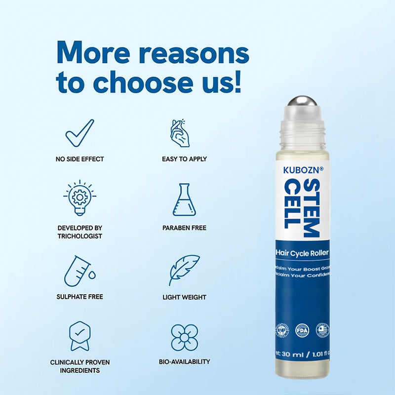 KUBOZN® STEM Cell Hair Cycle Roller: A Breakthrough Micro-Roller That Activates Follicles for Visible Regrowth.