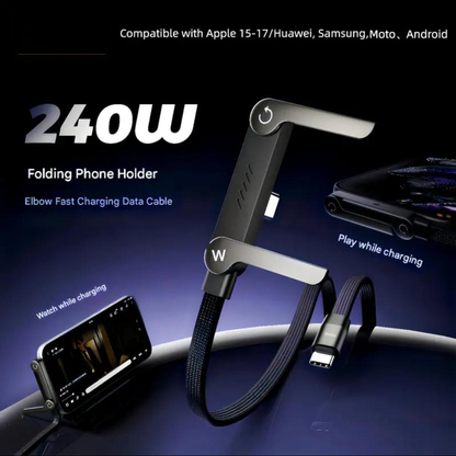 🥇KUBOZN® 2-in-1 Invisible Holder Charger Cable – 240W Fast Charging Cord with Built-In Phone Stand (Offer)