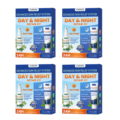 KUBOZN® Psoriasis Day & Night Repair System - 100% Steroid-Free Relief Duo for Plaques, Scaling & Itch
